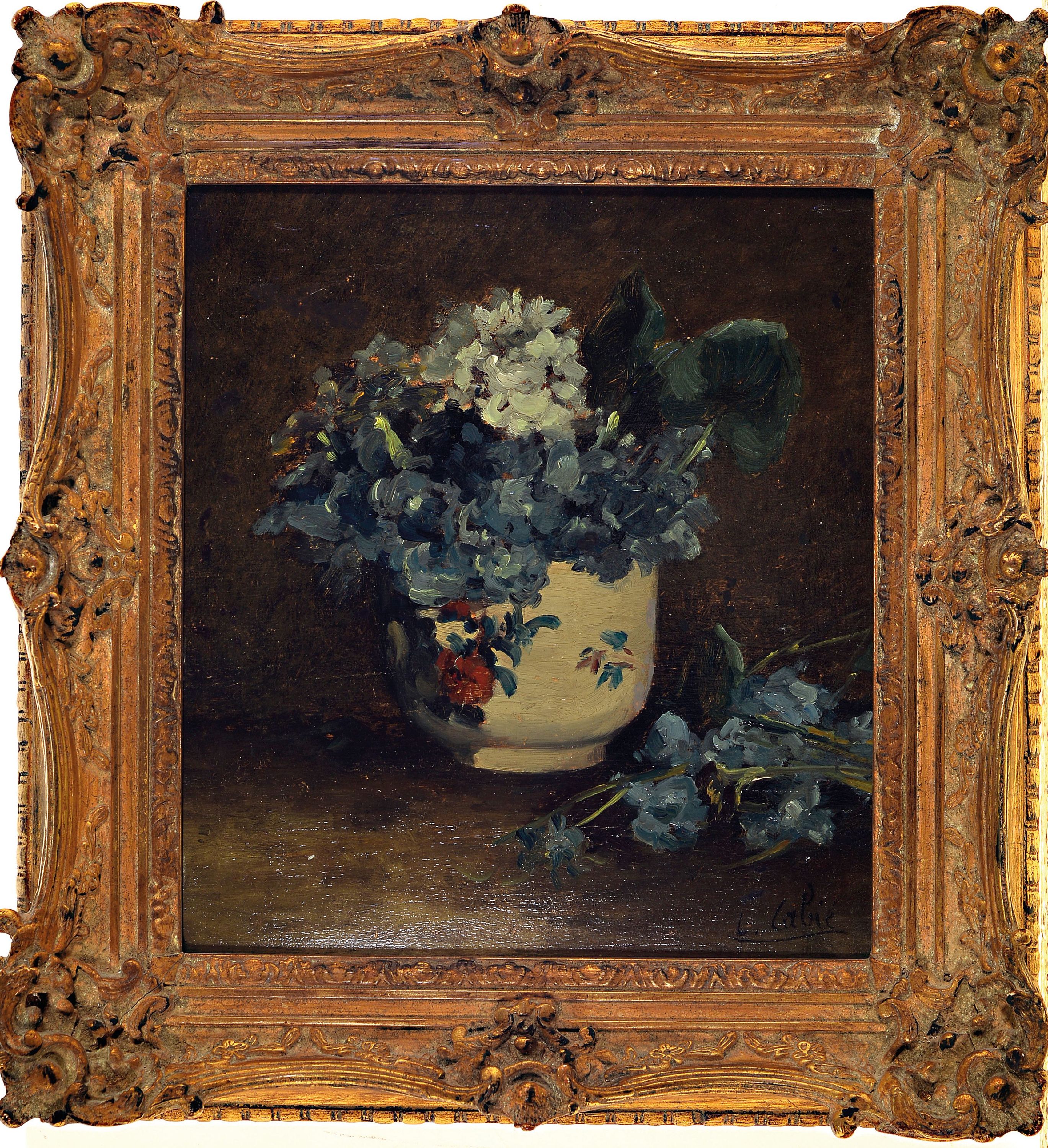 Detail k: Louis Alexandre Cabie, 1853 - 1939,, Blumenstillleben, Öl/Holz, 26 x, 24 cm, Rahmen ca. 35 x 32 cm, orig. Rechnung Kunsthaus Bühler von 1976 liegt ...