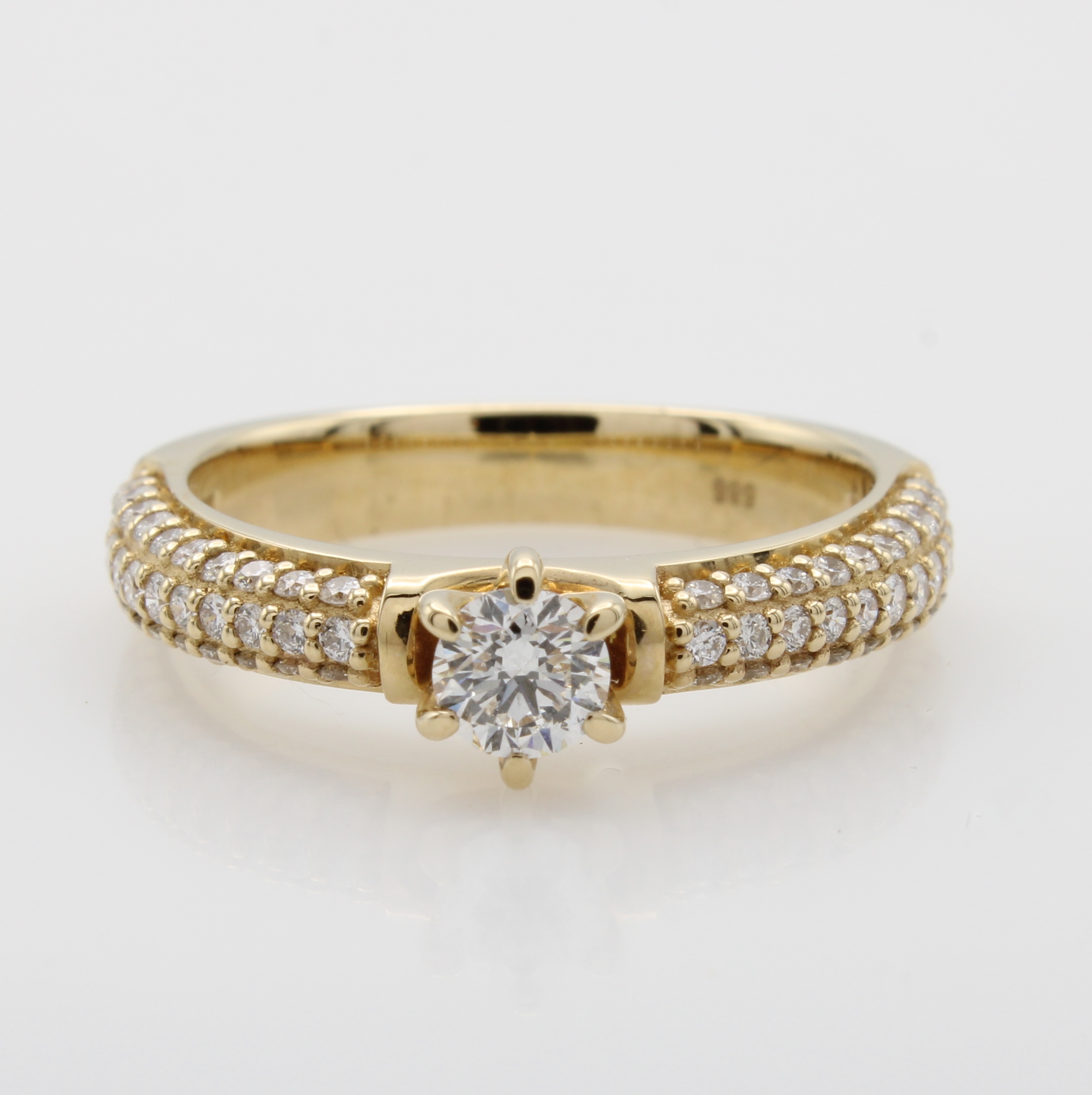 Image 27072164 - Ring mit Brillanten, GG 585/000, Solitär in Krappenfassung u. Besatzbrill. mehrrhg. in ...