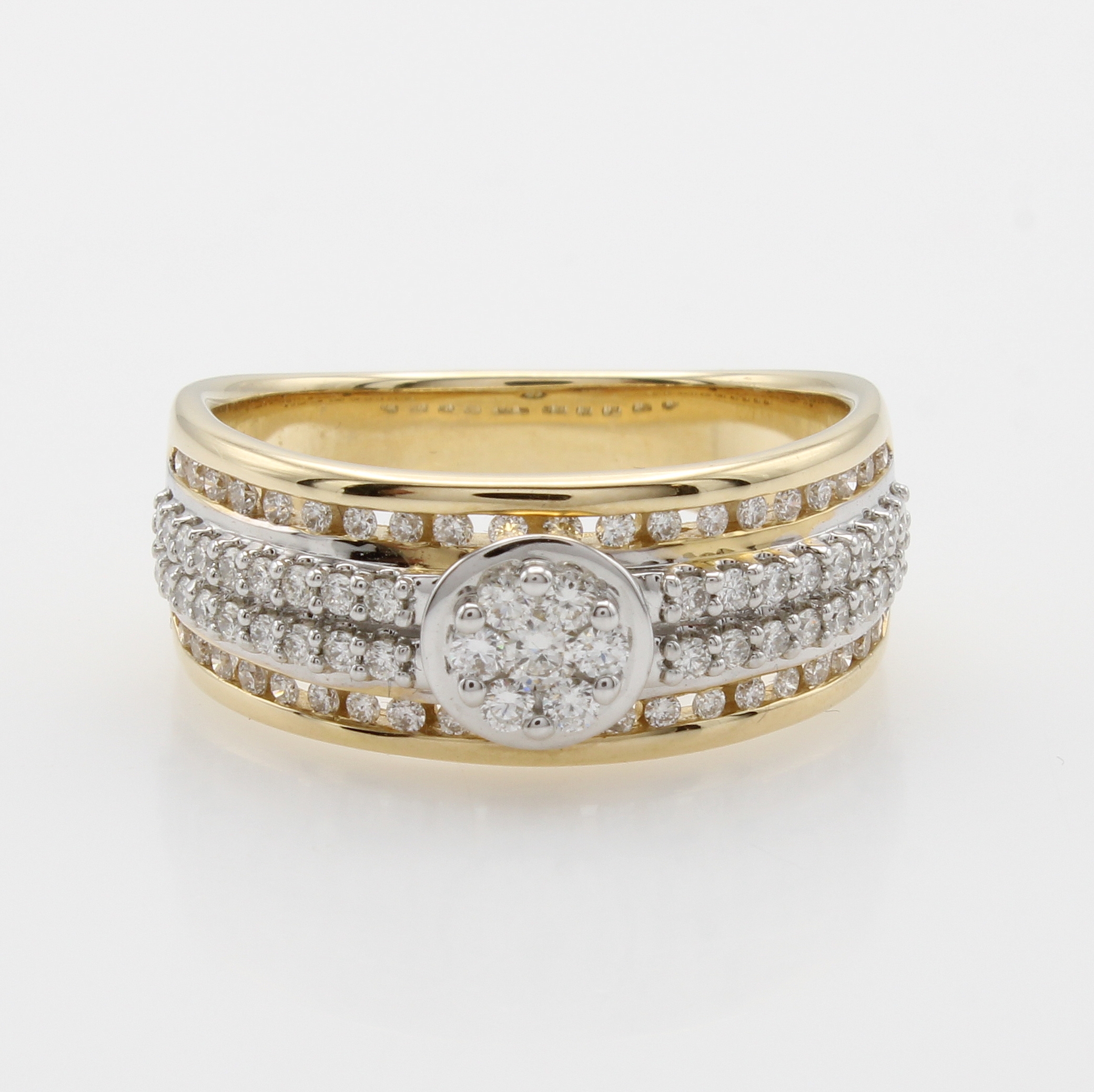 Image 27072166 - Ring mit Brillanten, GG 585/000, Brill. in rundem Ringkopf u. in Ringschultern gef. zus. ...