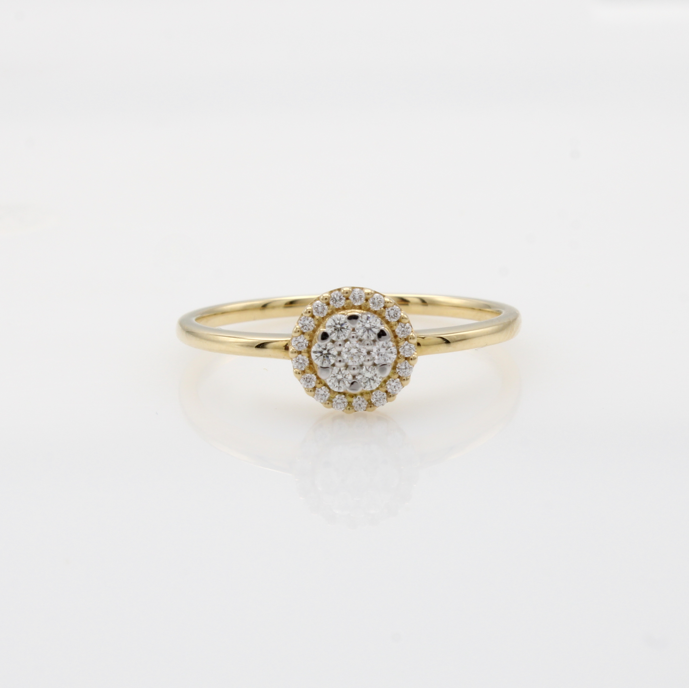 Image 27072169 - Ring mit Brillanten, GG 585/000, Brill. mehrrhg. in rundem Ringkopf gef. zus. ca. 0.12 ...