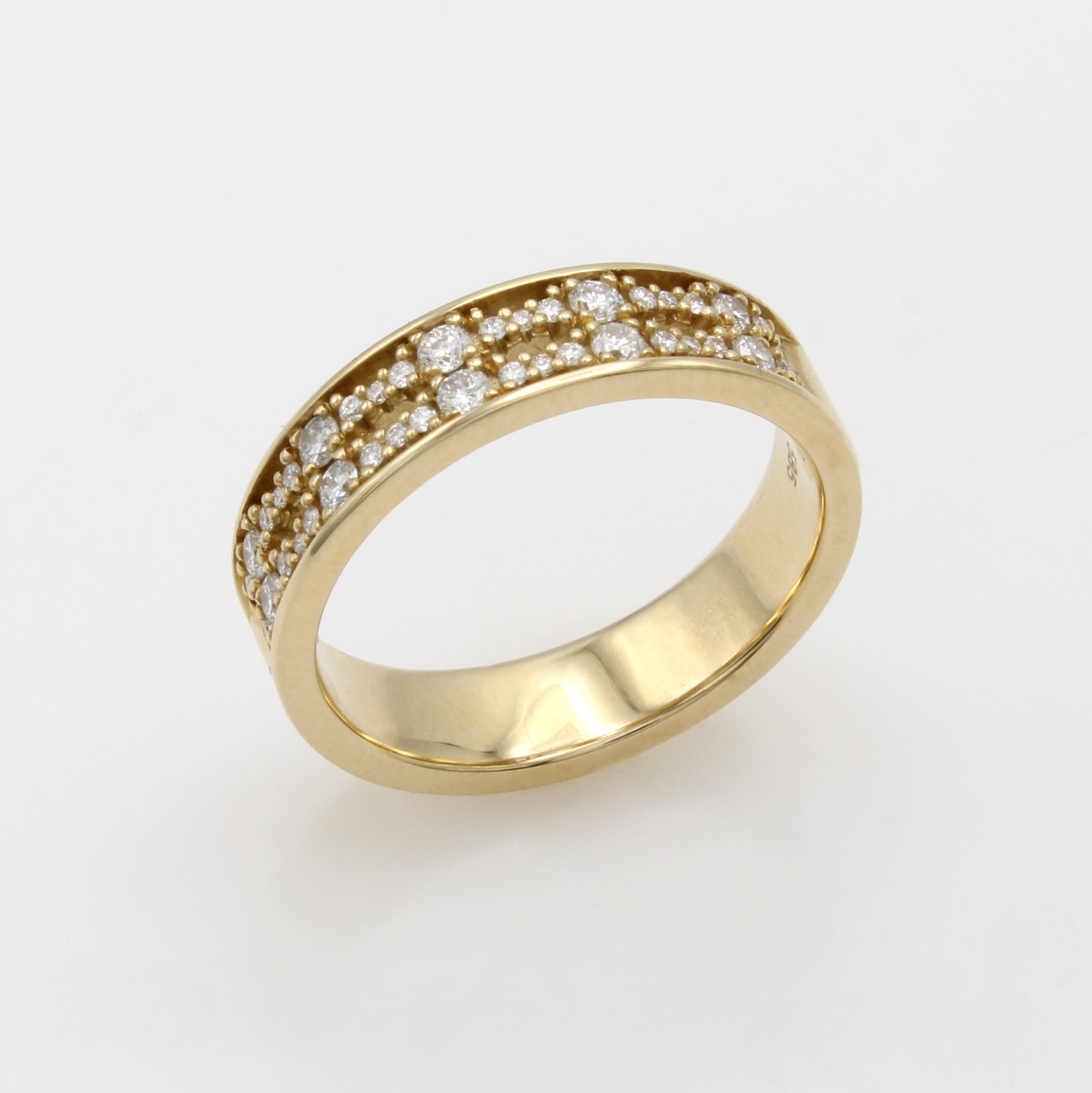 Image 27072187 - Ring mit Brillanten, GG 585/000, Brill. 2-rhg. in Schiene gef. zus. ca. 0.35 ct Weiß/ ...