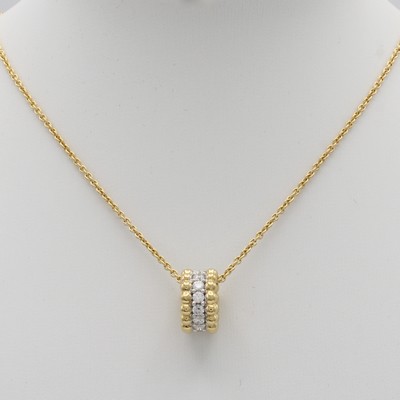 27072109a - Anhänger mit Brillanten an Kette, GG 750/000, 3-rhg. Optik, Ringform, m. ...