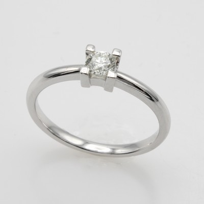 27072114a - Ring mit Brillantsolitär, WG 585/000, Brill. in Krappenfassung ca. 0.25 ct Weiß/si, RW ...