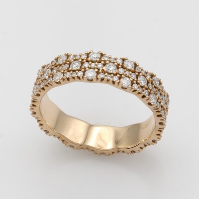 27072188a - Ring mit Brillanten, RG 585/000, Schiene rundum 3-rhg. bes. m. Brill. zus. ca. 1.20 ct ...