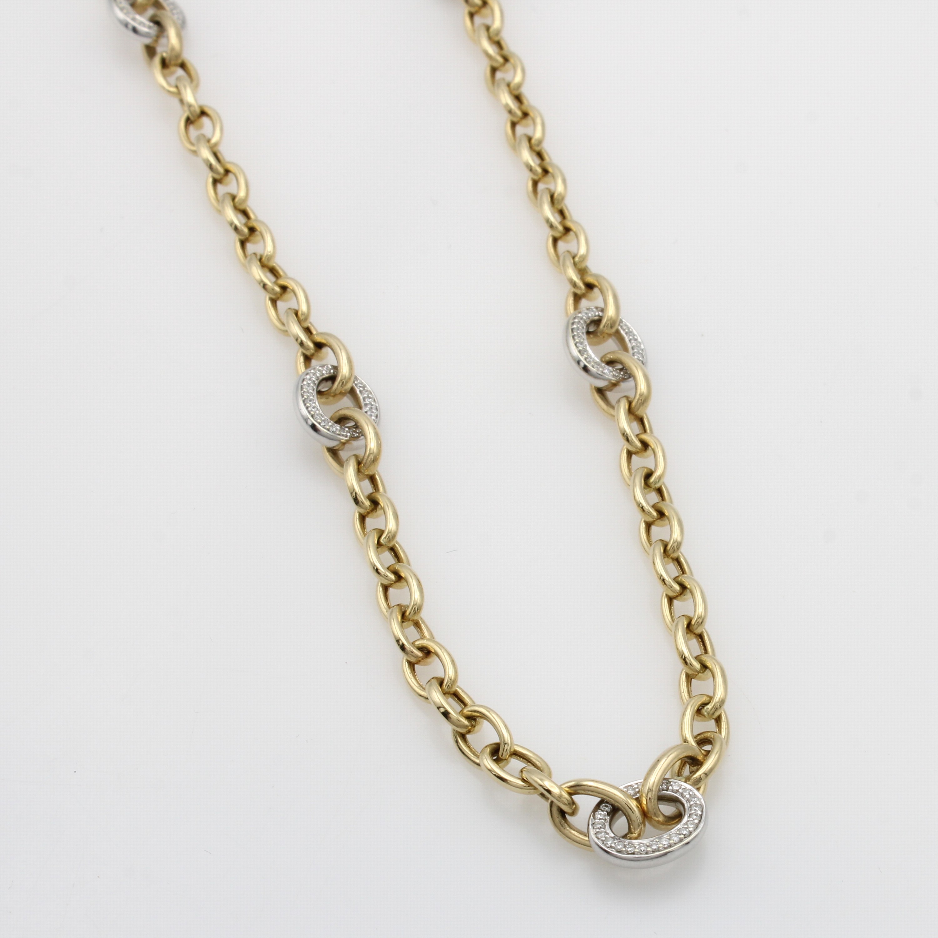 Image 27072201 - Rundankerkette mit Brillanten, GG/WG 585/000, ovale Zwischenteile beidseitig bes. m. ...