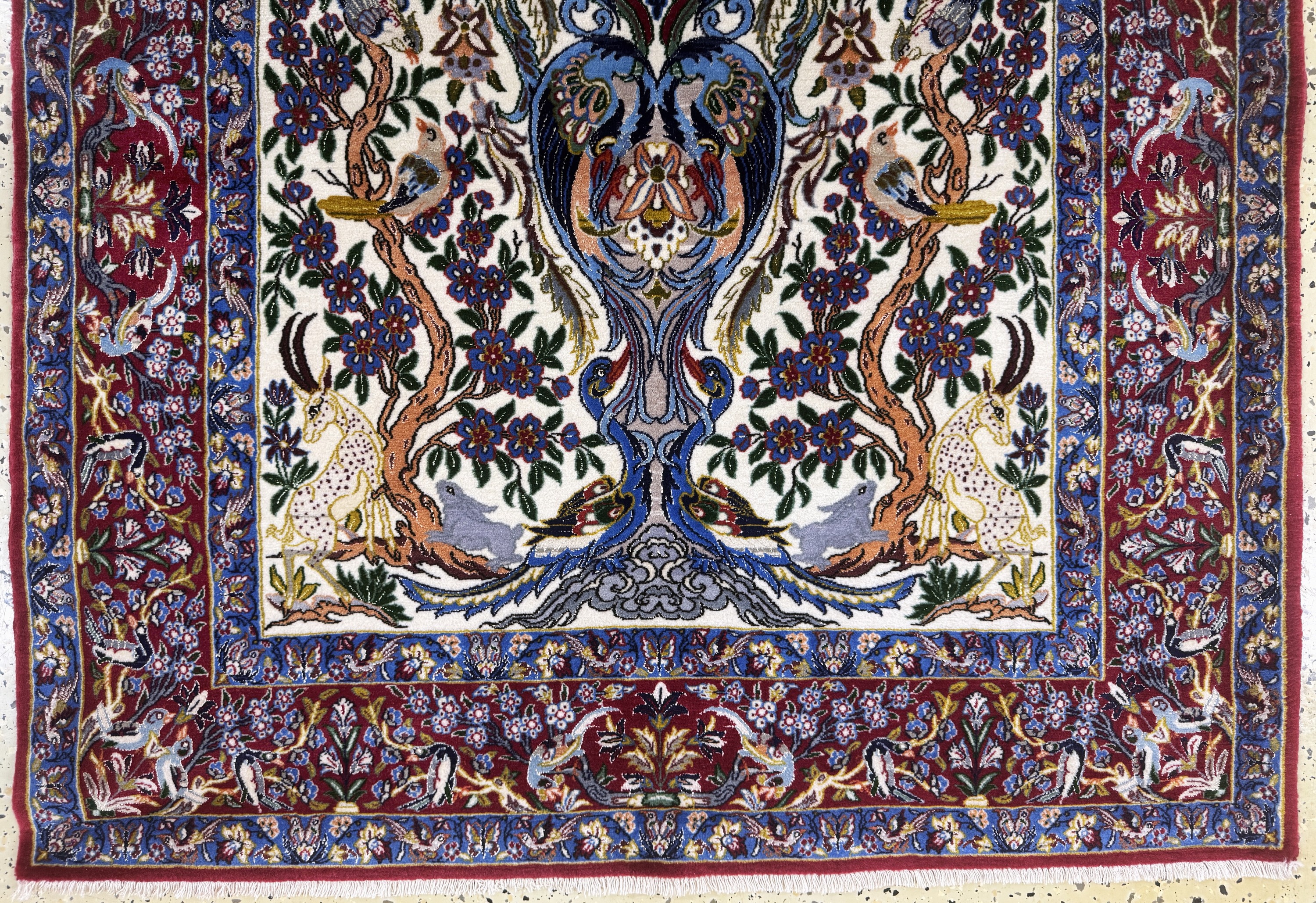 Detail b: Esfahan fein, Persien, Ende 20.Jhd, Korkwolle mit und auf Seide, ca. 174 x 109 cm,ca. 1,0 Mio. Kn/qm, gereinigt, EHZ: 1-2