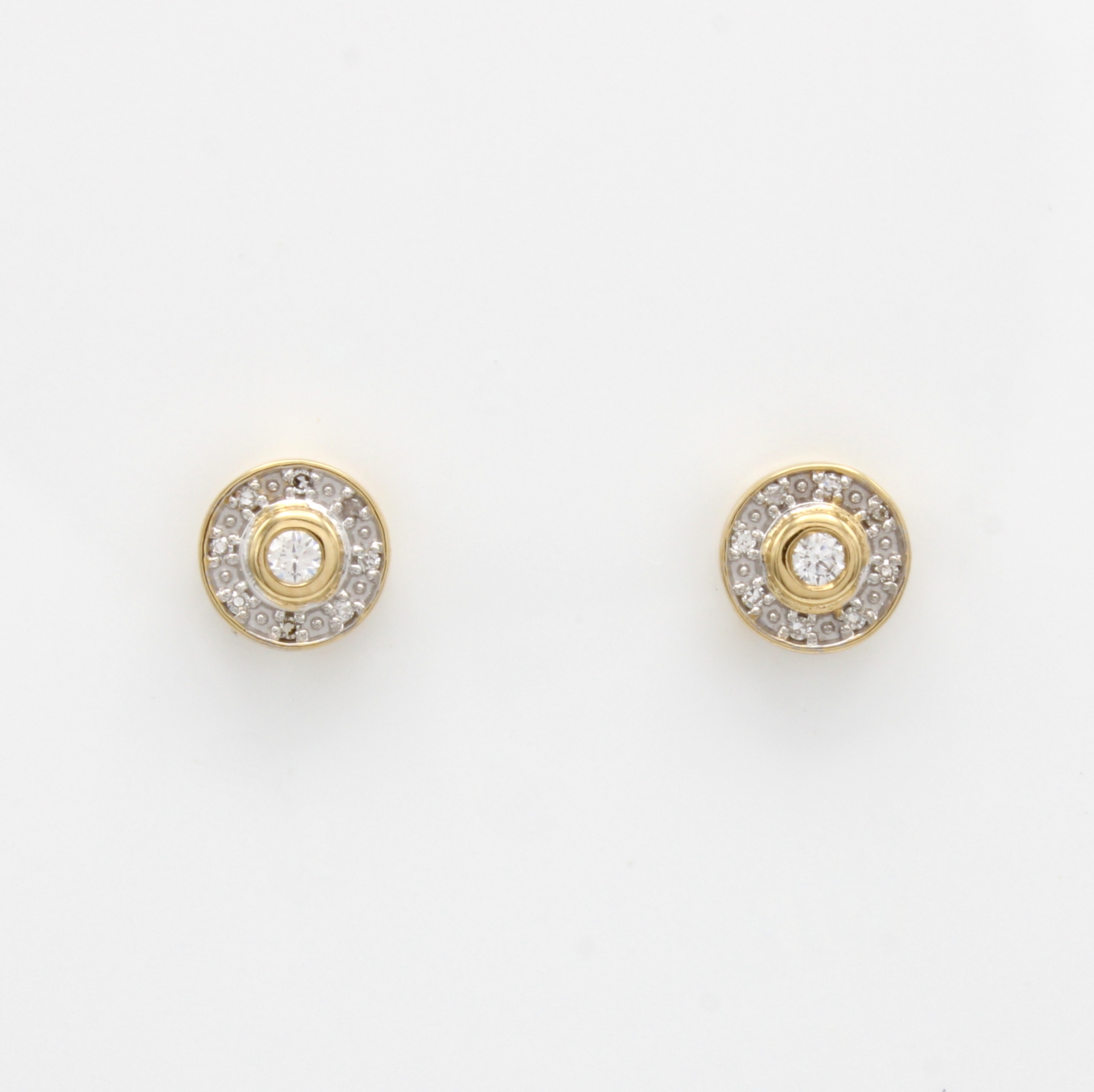 Image 27072259 - Paar Ohrstecker mit Brillanten und Diamanten, GG 585/000, 2 Brill. zus. ca. 0.07 ct ...