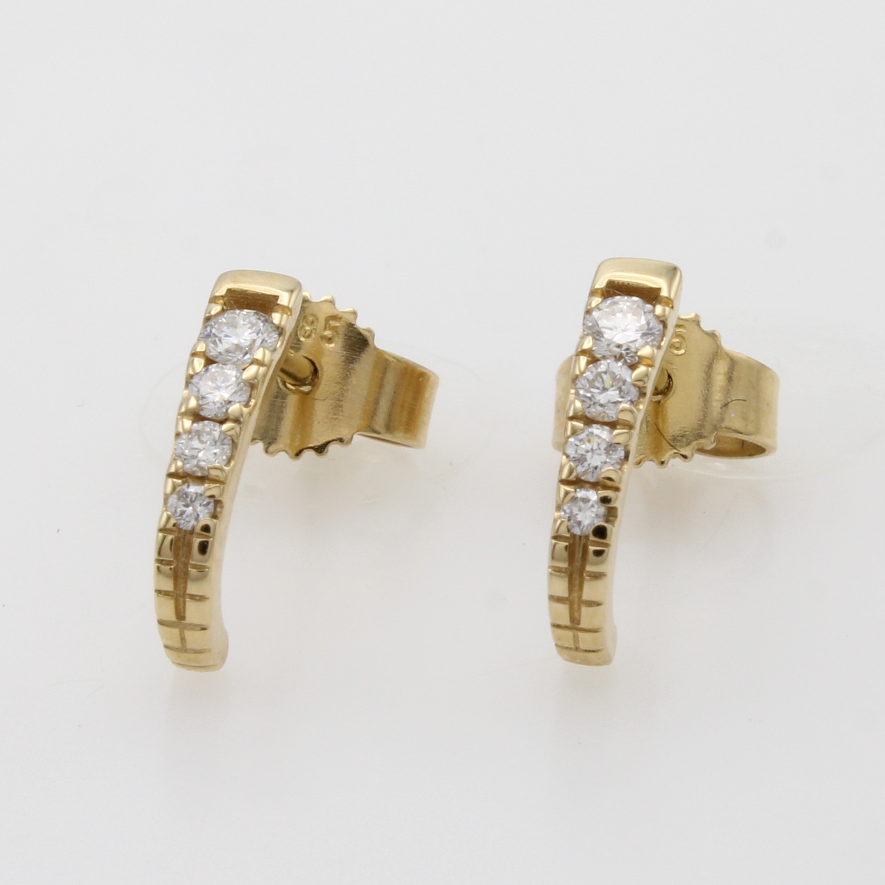 Image 27072260 - Paar Steckcreolen mit Brillanten, GG 585/000, 8 Brill. zus. ca. 0.18 ct Weiß/si, im ...