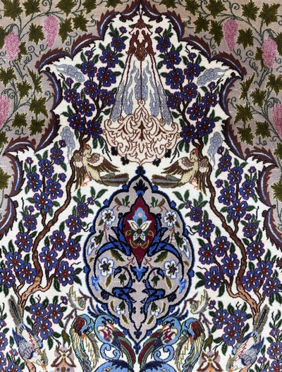 27072232c - Esfahan fein, Persien, Ende 20.Jhd, Korkwolle mit und auf Seide, ca. 174 x 109 cm,ca. ...