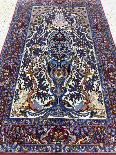 27072232e - Esfahan fein, Persien, Ende 20.Jhd, Korkwolle mit und auf Seide, ca. 174 x 109 cm,ca. ...
