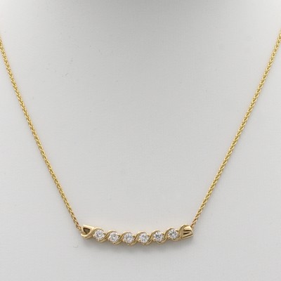 27072235a - Collier mit Brillanten, GG 585/000, 6 Brill. zus. ca. 0.35 ct Weiß/si, wellenf. ...