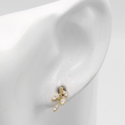 27072261a - Paar Ohrstecker ´Zweige´ mit Brillanten, GG 585/000, Brill. zus. ca. 0.15 ct Weiß/si ...