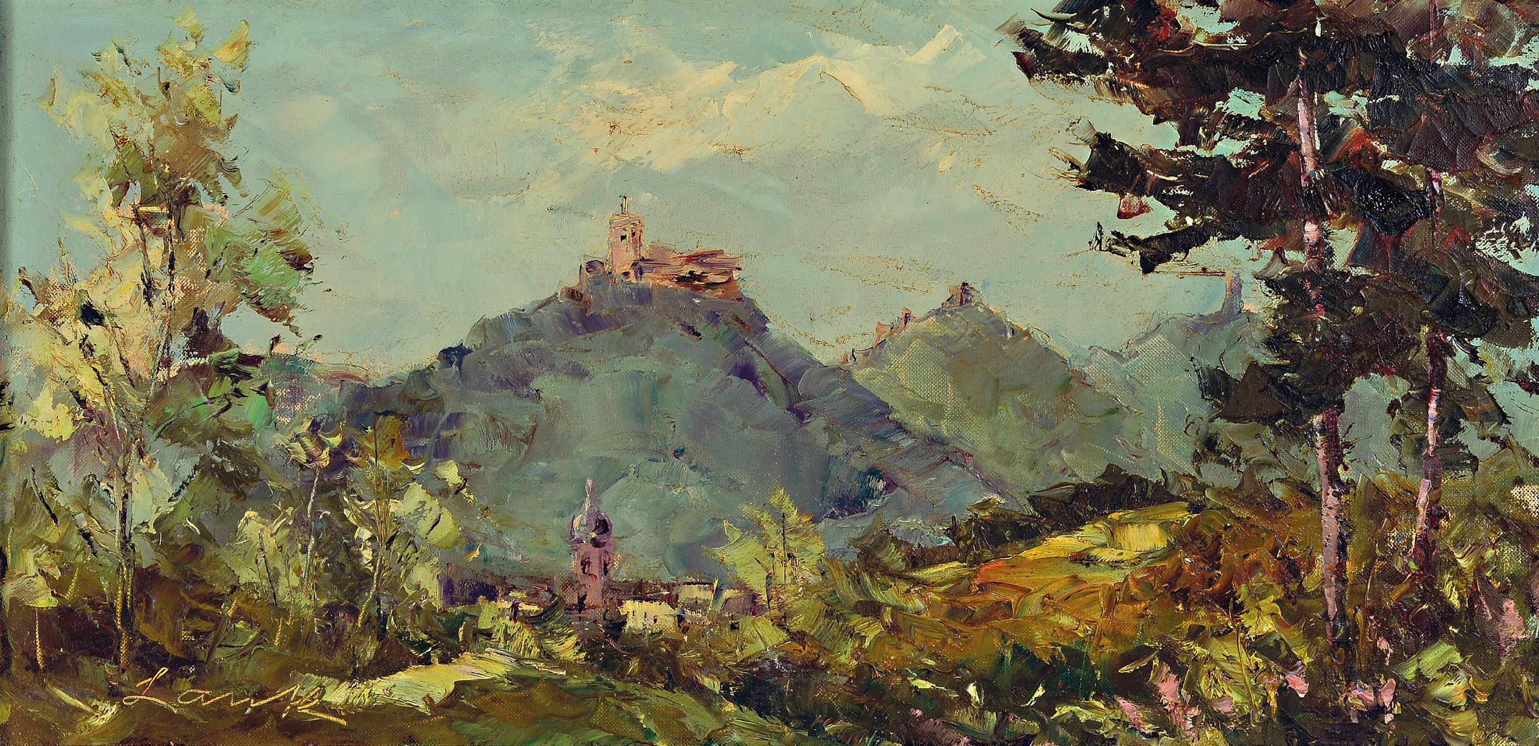 Image 27072398 - Robert Lauth, 1896-1985 Ludwigshafen am Rhein, Blick über Annweiler mit der ...