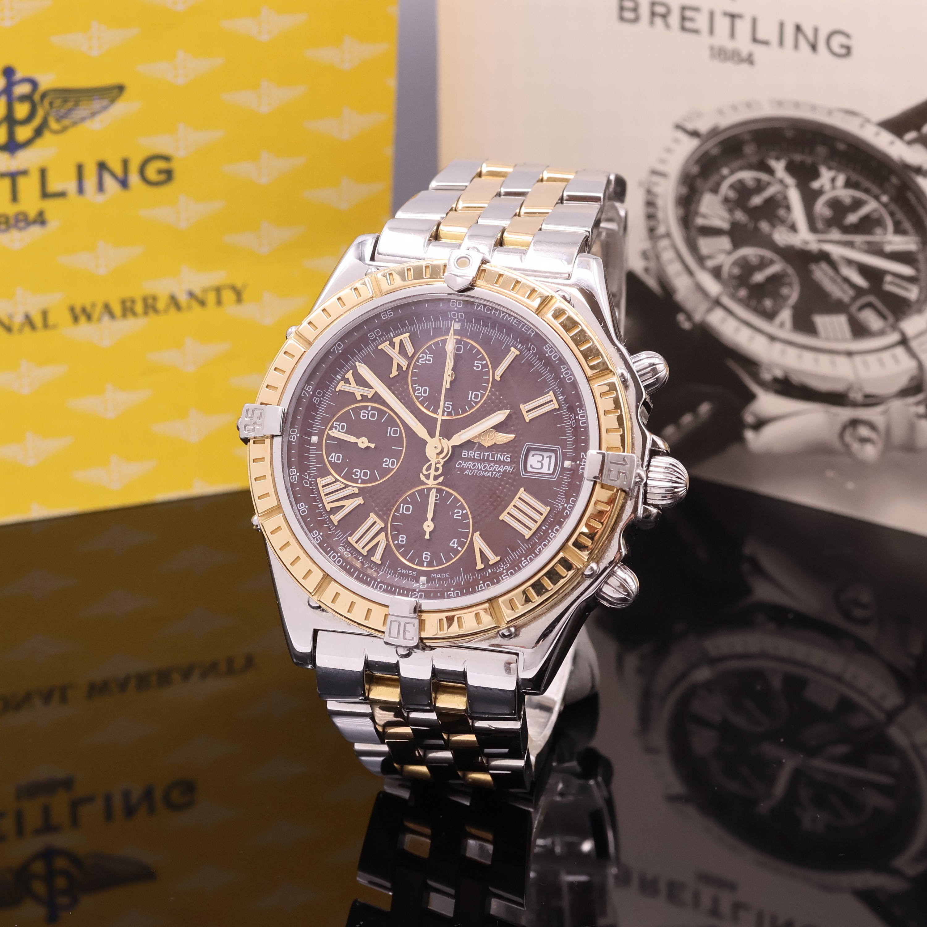 Image 27072602 - BREITLING Crosswind Armbandchronograph Referenz D13055, Automatik, Edelstahl/Gold ...