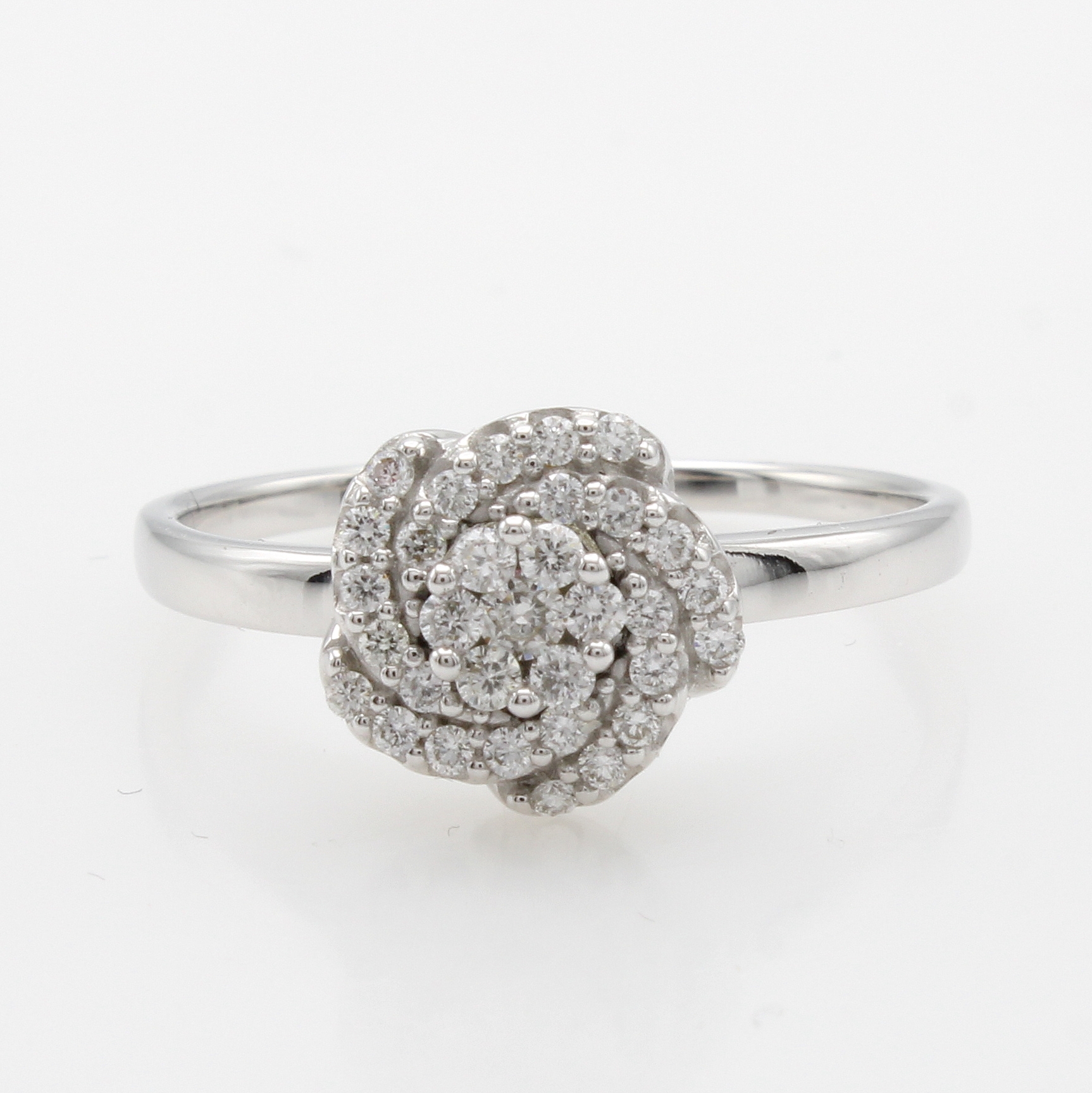 Image 27072801 - Ring mit Brillanten, WG 585/000, blütenf. Ringkopf bes. m. Brill. zus. ca. 0.25 ct ...