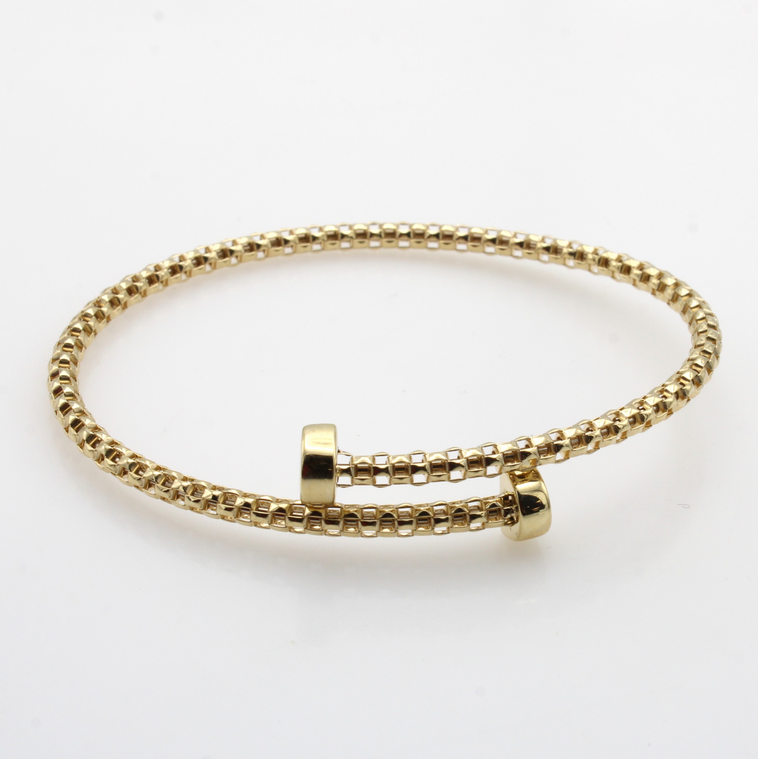 Image 27072829 - Flexible Armspange im Himbeermuster, GG 585/000, Endstücke im Hufnageldesign, B. ca. 3 ...