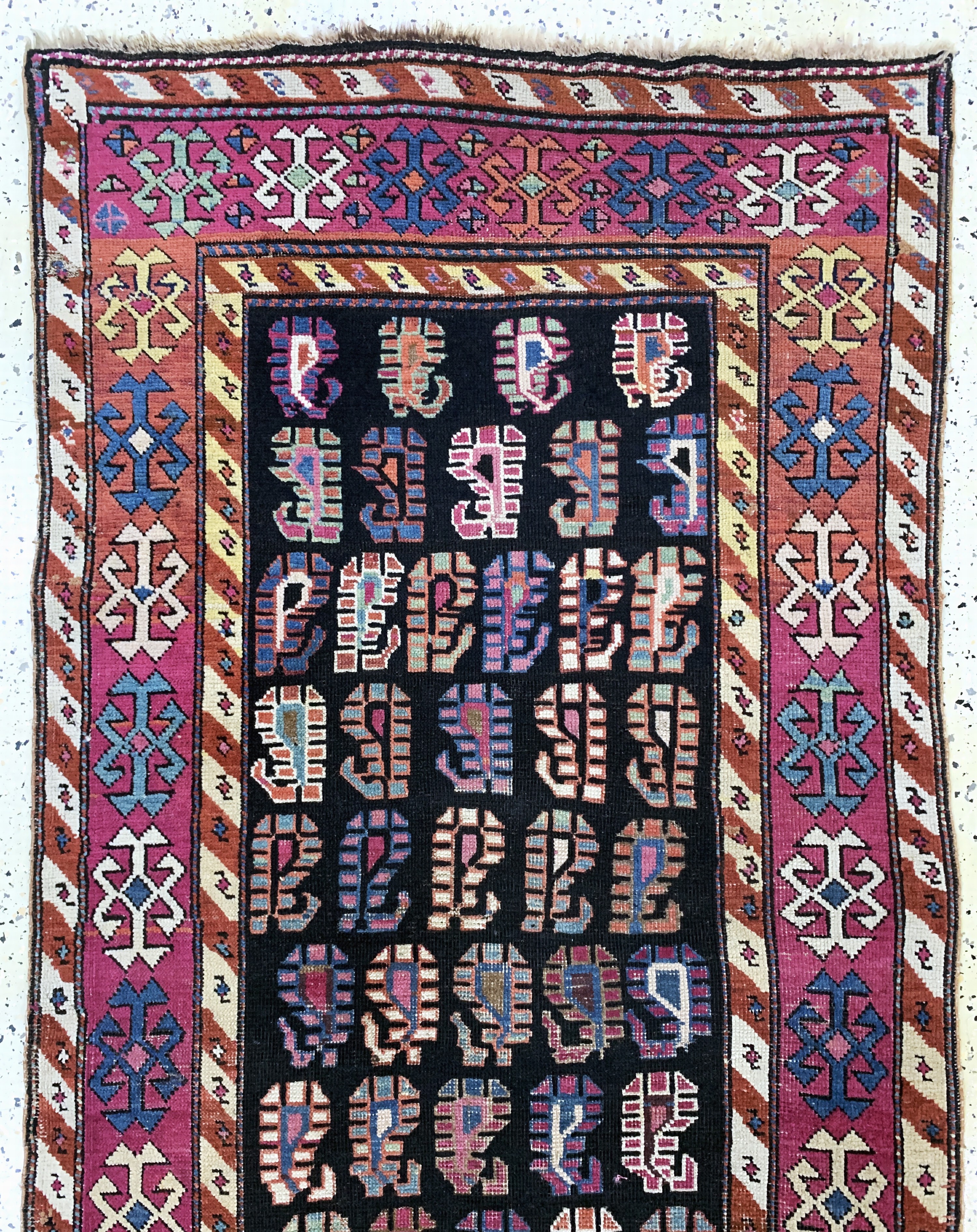 Detail a: Antiker Karabagh Kazak, Kaukasus, 19.Jhd, Wolle auf Wolle, ca. 270 x 95 cm, EHZ: 3