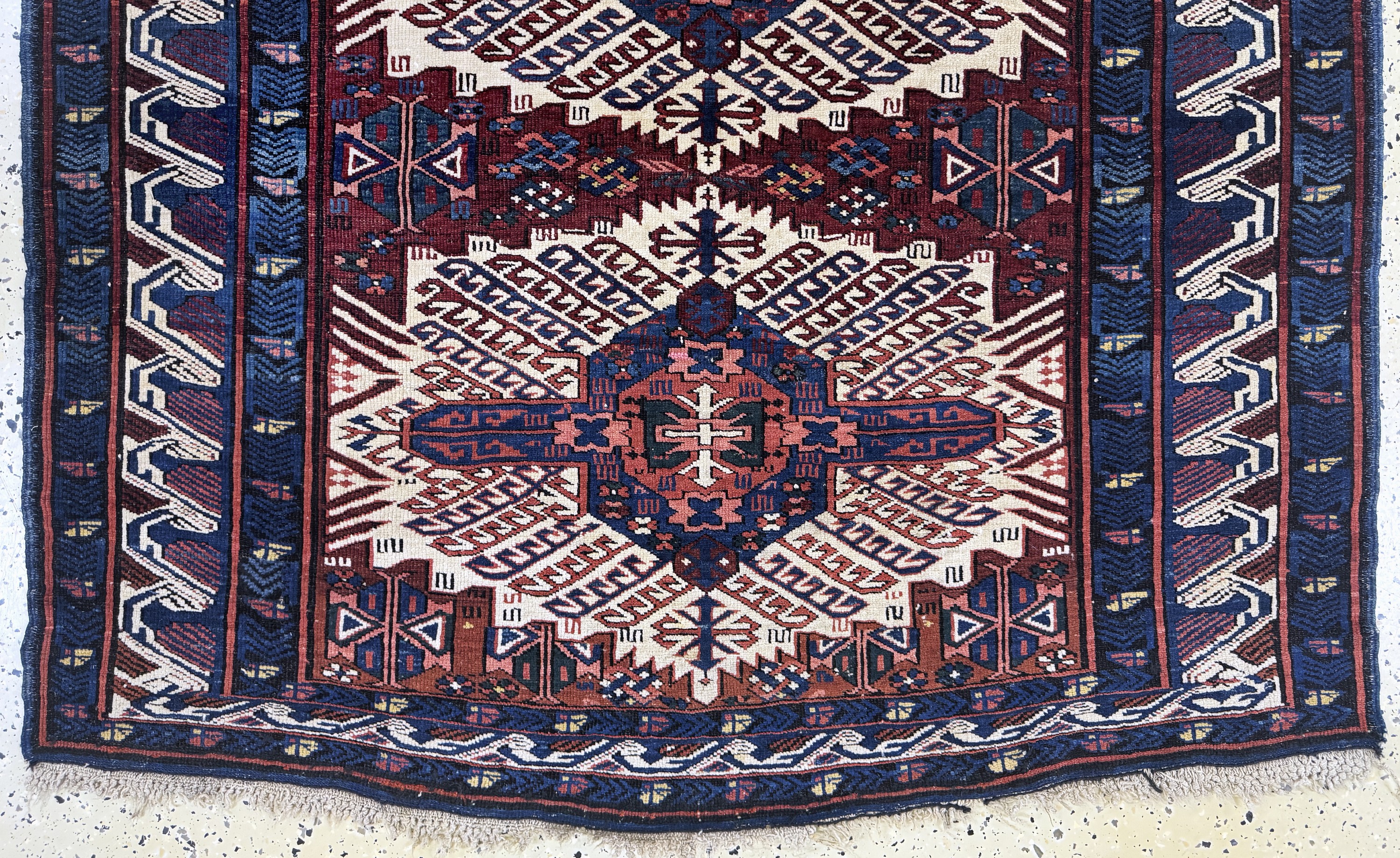 Detail c: Antiker"Zeijwa"Kazak, Kaukasus, 19.Jhd, Wolle auf Wolle, ca. 182 x 132 cm, EHZ: 2-3