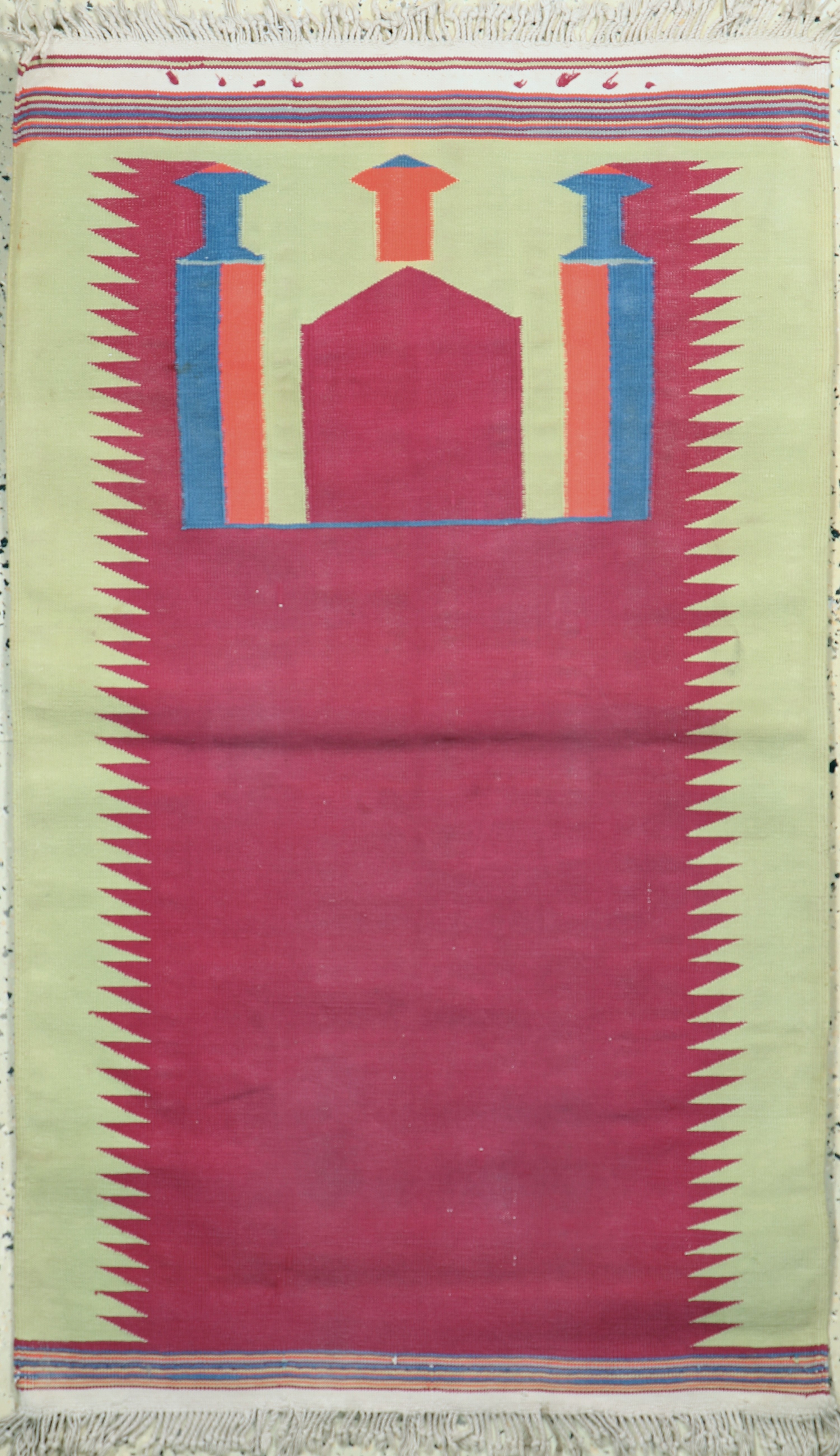 Image 27072850 - Dhurrie Gebetskelim, Indien, Anfang 20.Jhd Baumwolle, ca. 133 x 80 cm, EHZ: 2 ...