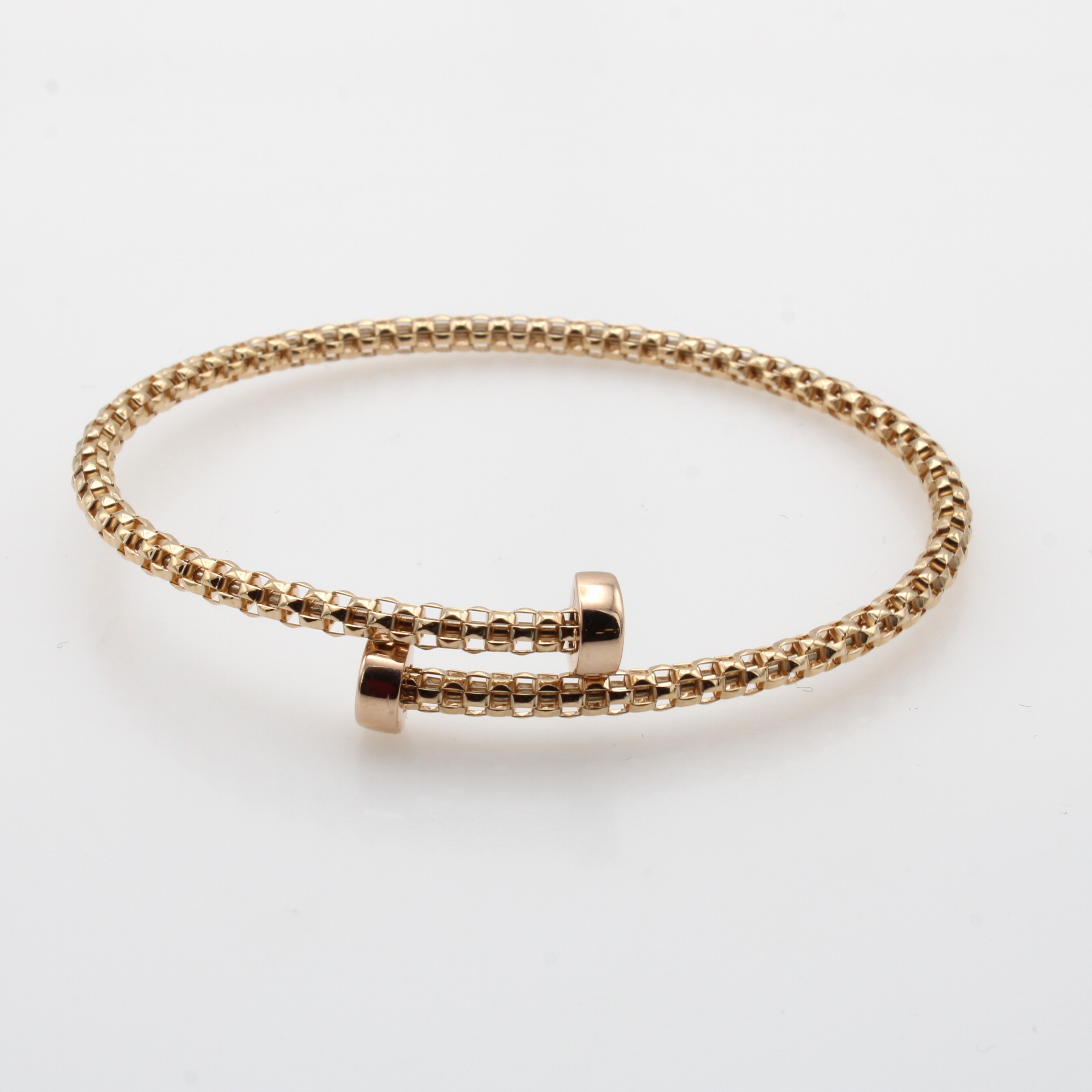 Image 27072862 - Flexible Armspange im Himbeermuster, RG 585/000, Endstücke im Hufnageldesign, B. ca. 3 ...