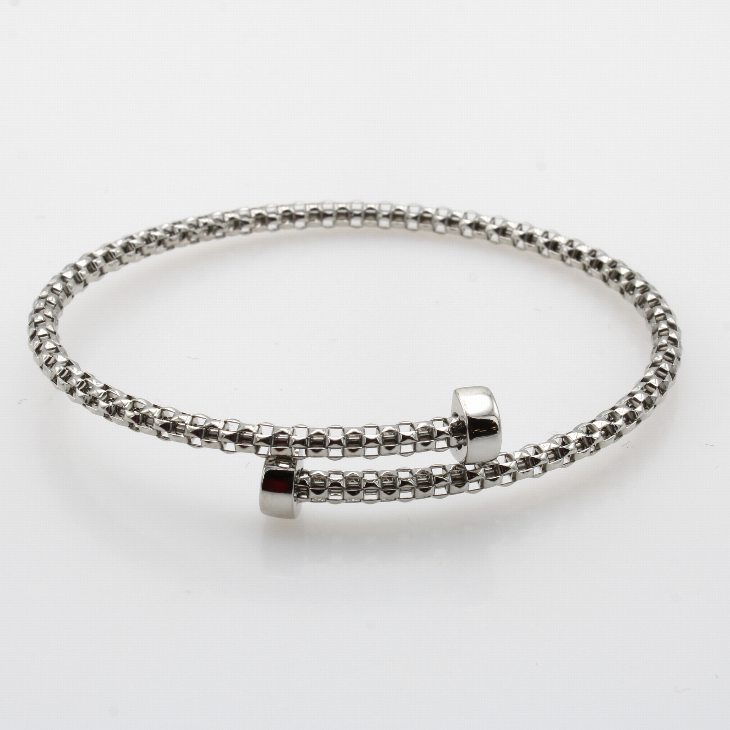 Image 27072864 - Flexible Armspange im Himbeermuster, WG 585/000, Endstücke im Hufnageldesign, B. ca. 3 ...