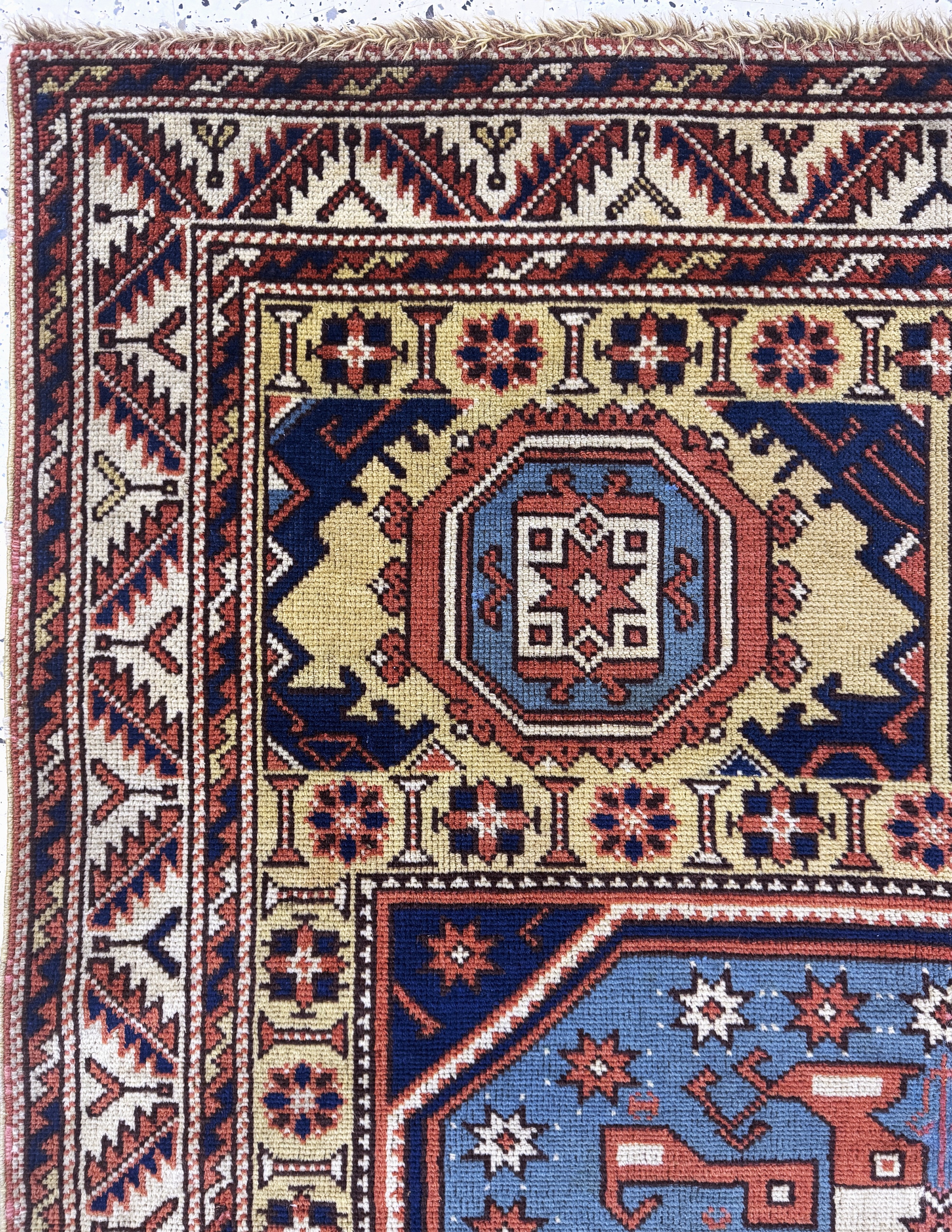 Detail d: Antiker Bergama, Türkei, um 1900, Wolle auf Wolle, ca. 180 x 145 cm, EHZ: 2-3, (restauriert)
