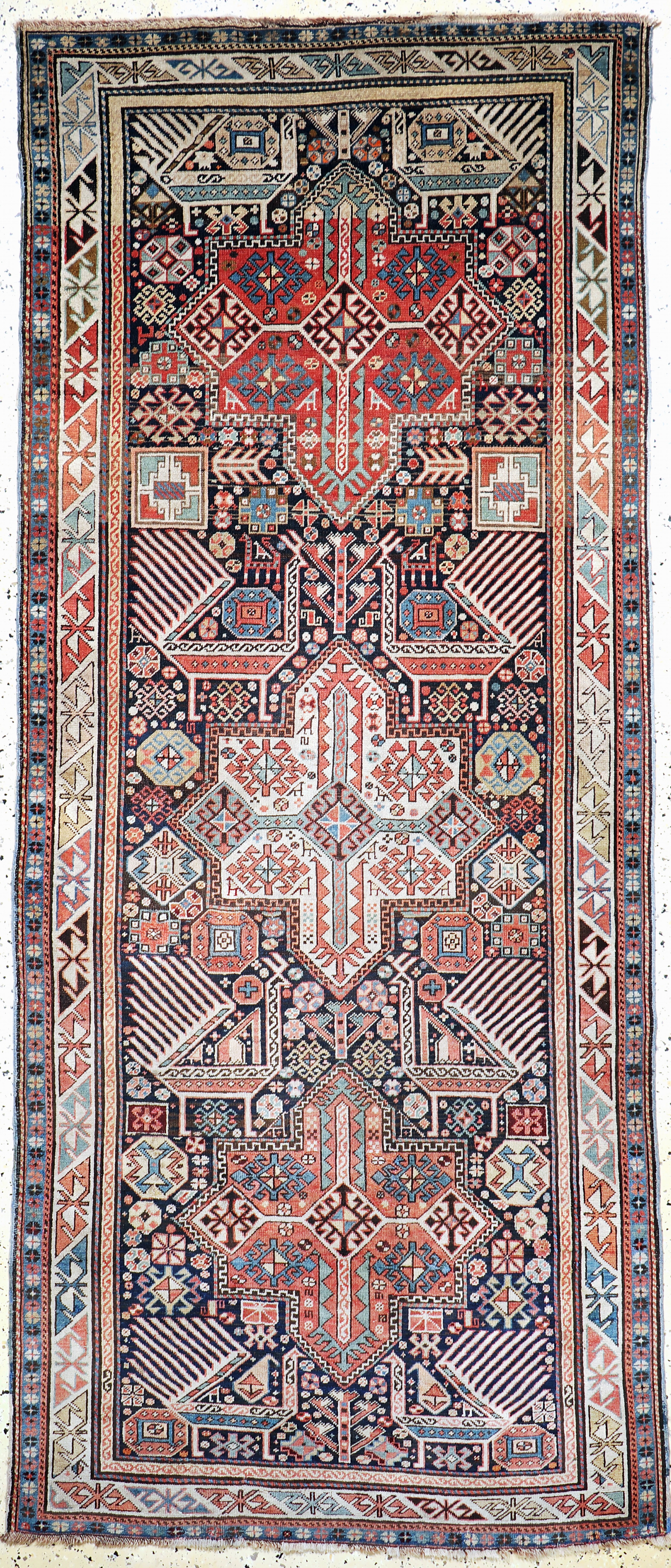 Image 27072869 - Antique Kazak#´Akstafa#´, Caucasus, 19th century, wool on wool, approx. 285 x 120 cm, ...