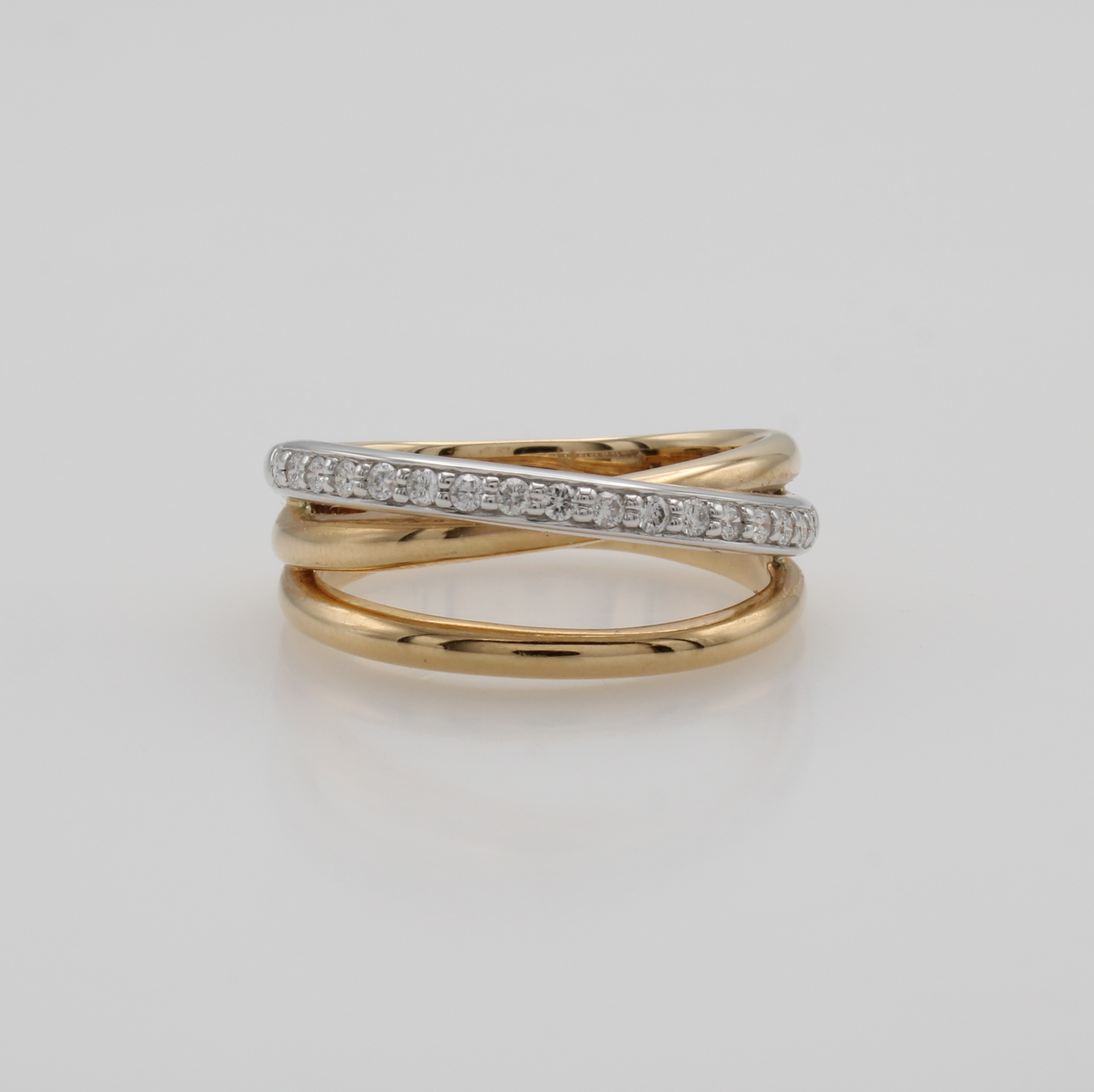 Image 27072872 - Ring mit Brillanten, GG/WG 585/000, 17 Brill. zus. ca. 0.22 ct Weiß/si, 3 rhg. Optik, ...