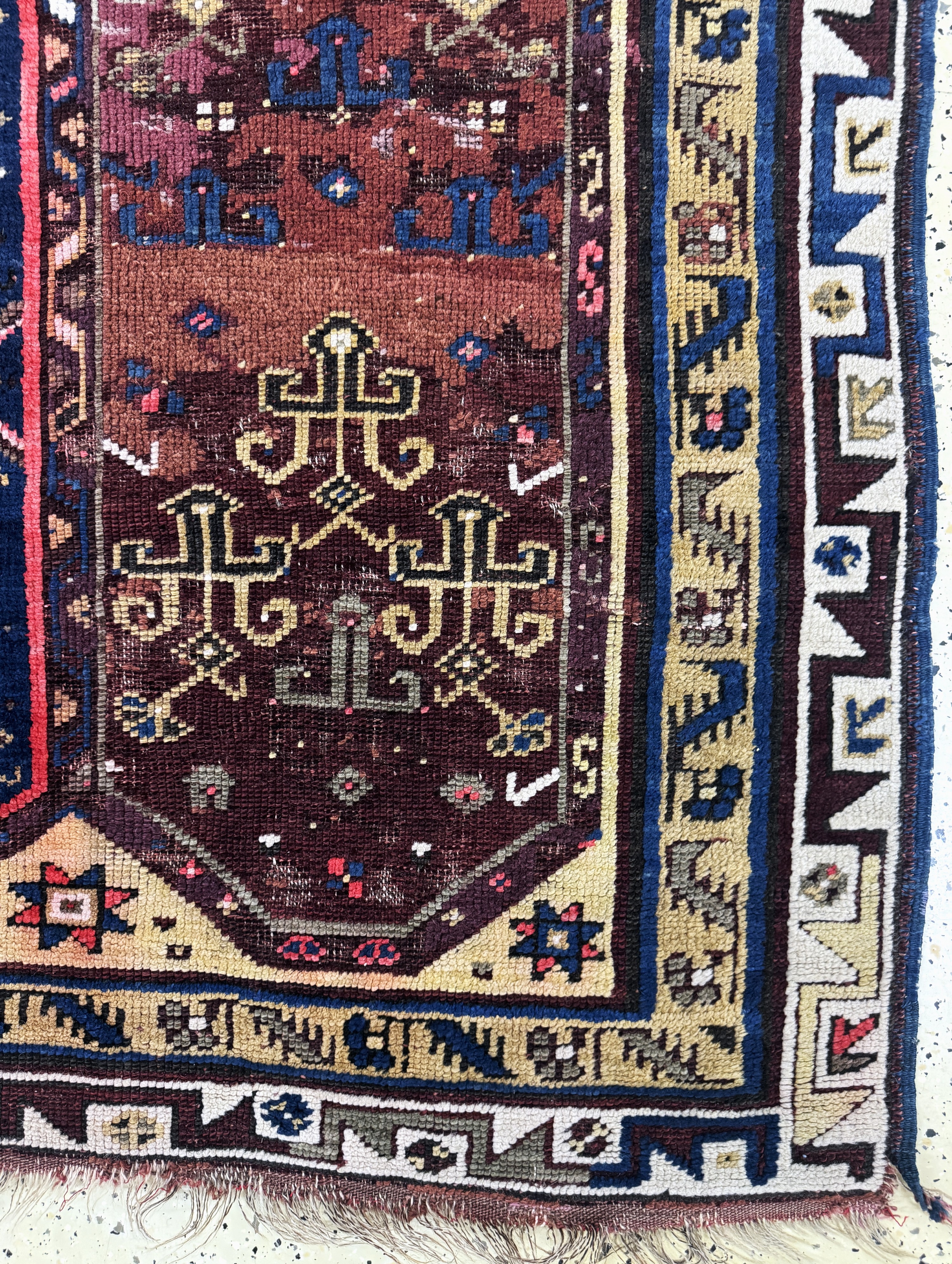 Detail a: Antiker Megri, Türkei, 19.Jhd, Wolle auf Wolle, ca. 160 x 125 cm, EHZ: 3(restauriert)