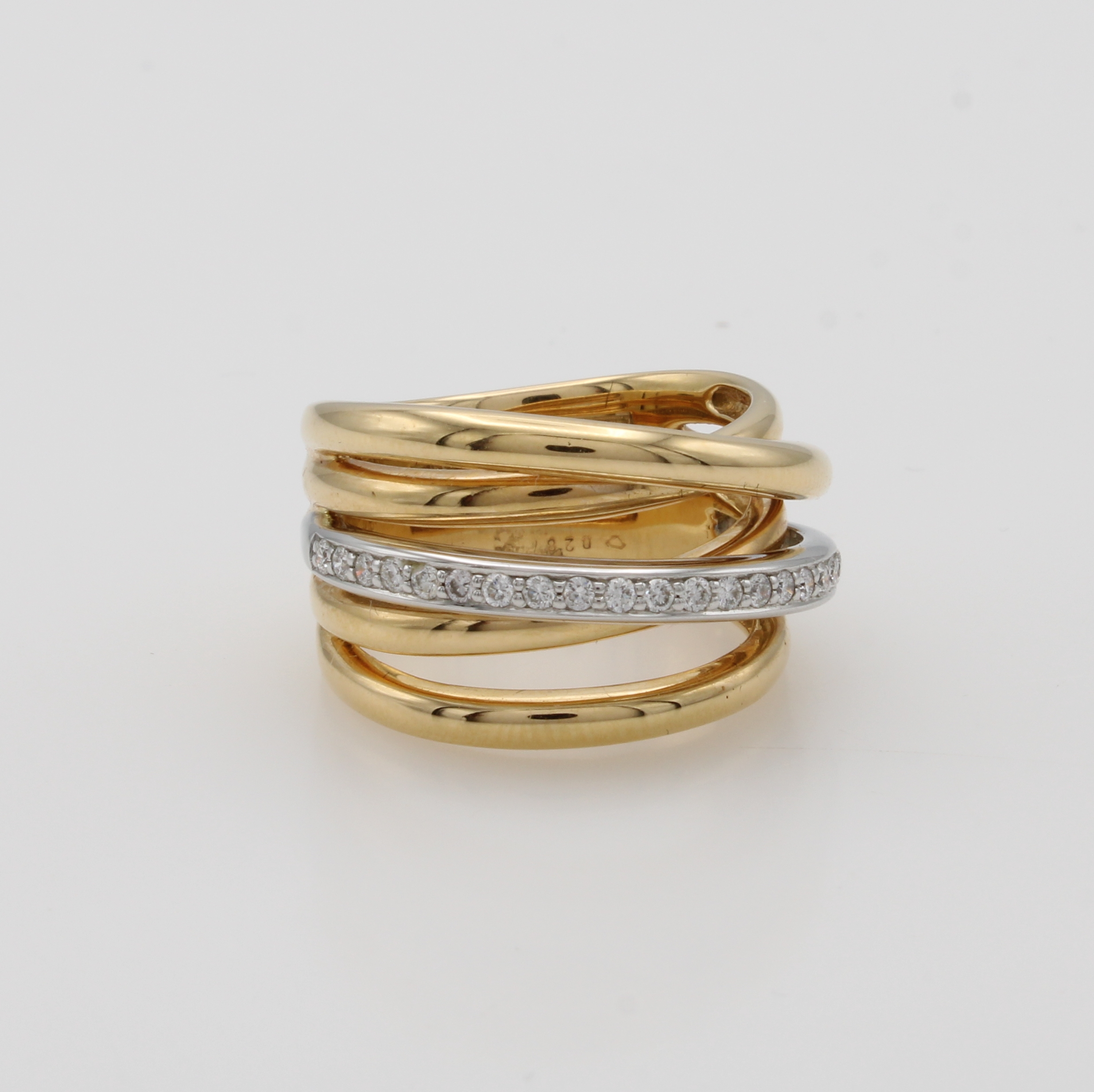 Image 27072879 - Mehrreihiger Ring mit Brillanten, RG 750/000, 22 Brill. zus. ca. 0.28 ct Weiß/si, RW ...