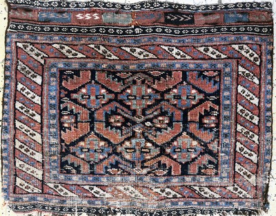 27072808a - 2 Lots Taschenfront antik, Persien, um 1900, Wolle auf Wolle, ca. 60 x 70 cm, EHZ: 3-4 ...
