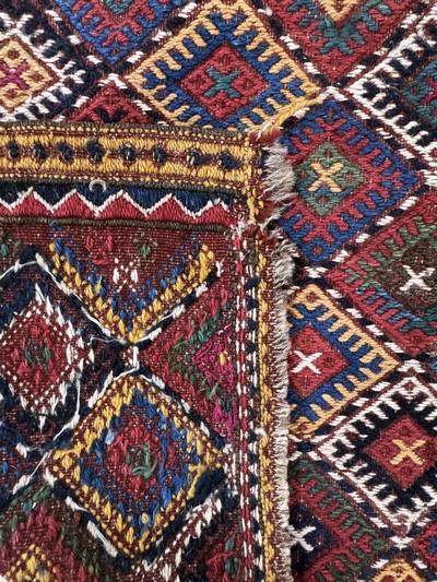 27072815f - 2 Lots Taschenfront antik, Persien, 19.Jhd,Wolle auf Wolle, ca. 60 x 55 cm, EHZ: 3 ...