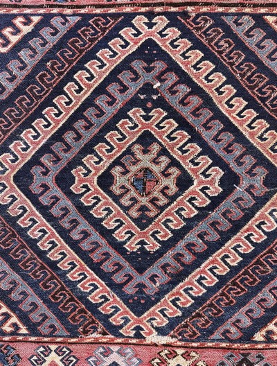 27072816f - 3 Lots Salztasche & Taschenfront & Pfeiltasche antik, Wolle auf Wolle, ca. 55 x 55 cm, ...