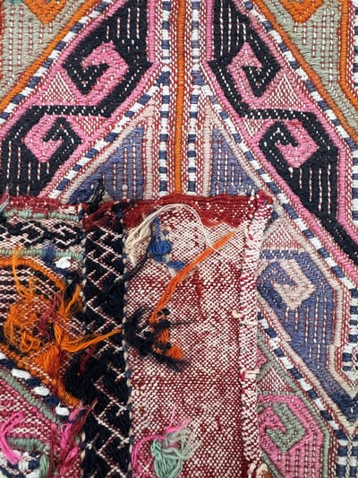 27072820f - 2 Lots Taschenfront antik, Türkei, um 1900,Wolle auf Wolle, ca. 80 x 70 cm, EHZ: 3 ...