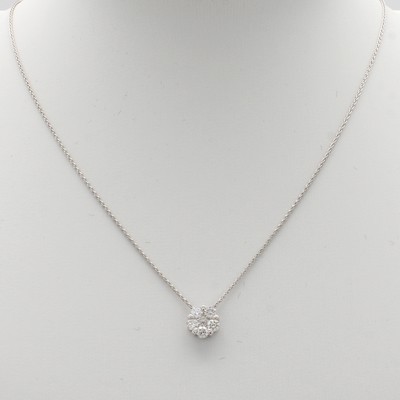 27072821a - Anhänger mit Brillanten an Kette, WG 585/000, Blütenform, Brill. zus. ca. 0.30 ct ...