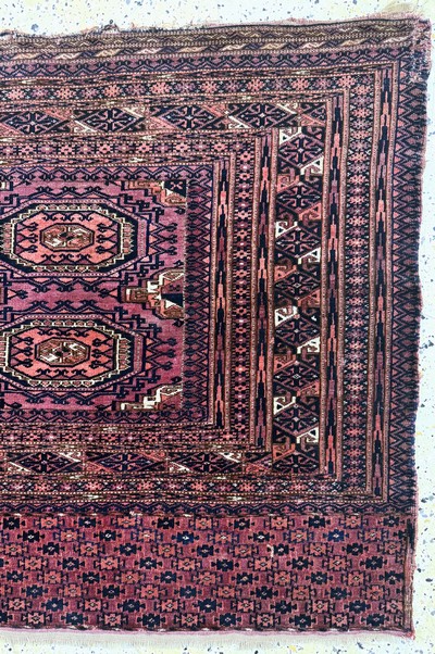 27072831d - 2 Lots Torba & Tschowal antik, Turkmenistan, um 1900, Wolle auf Wolle, ca. 155 x 85 cm ...