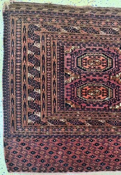 27072831f - 2 Lots Torba & Tschowal antik, Turkmenistan, um 1900, Wolle auf Wolle, ca. 155 x 85 cm ...