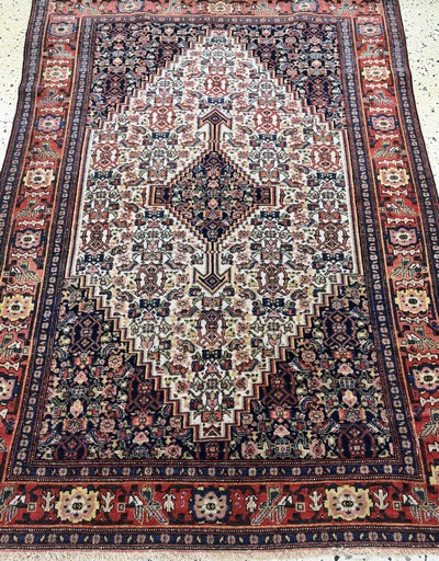 27072840d - Senneh fein antik, Persien, 19.Jhd, Wolle auf Baumwolle, ca. 145 x 105 cm, EHZ: 3 ...