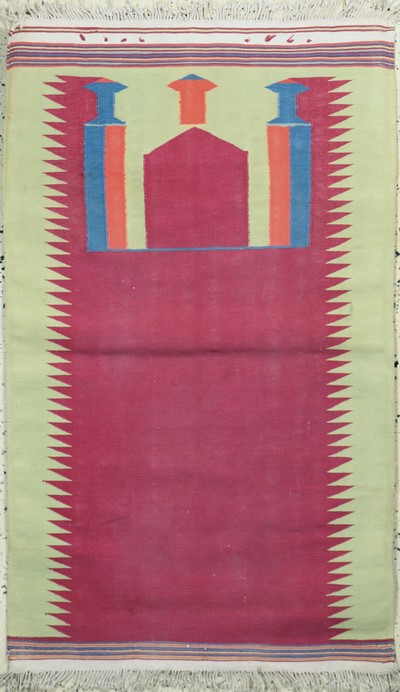 Image Dhurrie Gebetskelim, Indien, Anfang 20.Jhd Baumwolle, ca. 133 x 80 cm, EHZ: 2 ...