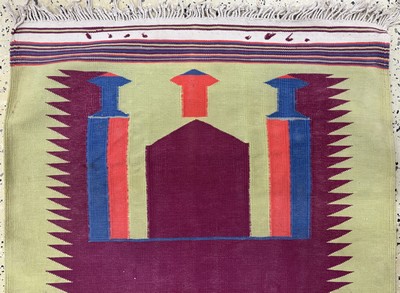 27072850a - Dhurrie Gebetskelim, Indien, Anfang 20.Jhd Baumwolle, ca. 133 x 80 cm, EHZ: 2 ...