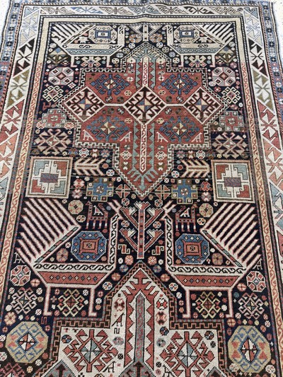 27072869d - Antique Kazak#´Akstafa#´, Caucasus, 19th century, wool on wool, approx. 285 x 120 cm, ...