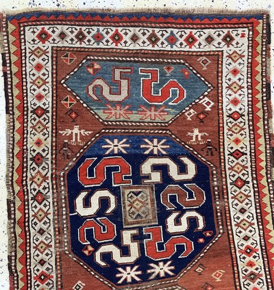 27072876a - Antiker´Wolkenband´Kazak, Kaukasus, 19.Jhd, Wolle auf Wolle, ca. 245 x 110 cm, EHZ: 3 ...