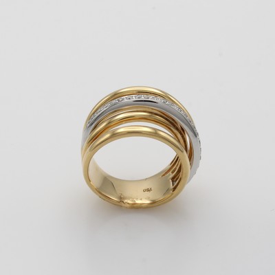 27072879a - Mehrreihiger Ring mit Brillanten, RG 750/000, 22 Brill. zus. ca. 0.28 ct Weiß/si, RW ...