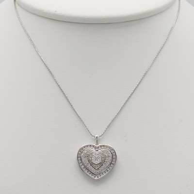 27072891a - Herzanhänger mit Brillanten an Kette, WG 585/000, Brill. zus. ca. 0.60 ct ...