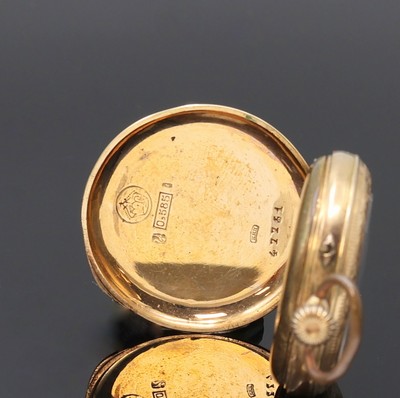 27072896b - Offene Damentaschenuhr in RoseG 585/000, Schweiz um 1910, floral grav. Geh. dell., ...