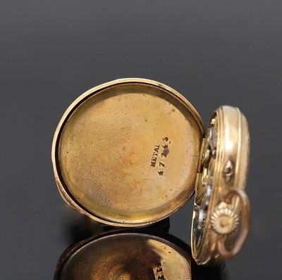 27072896d - Offene Damentaschenuhr in RoseG 585/000, Schweiz um 1910, floral grav. Geh. dell., ...