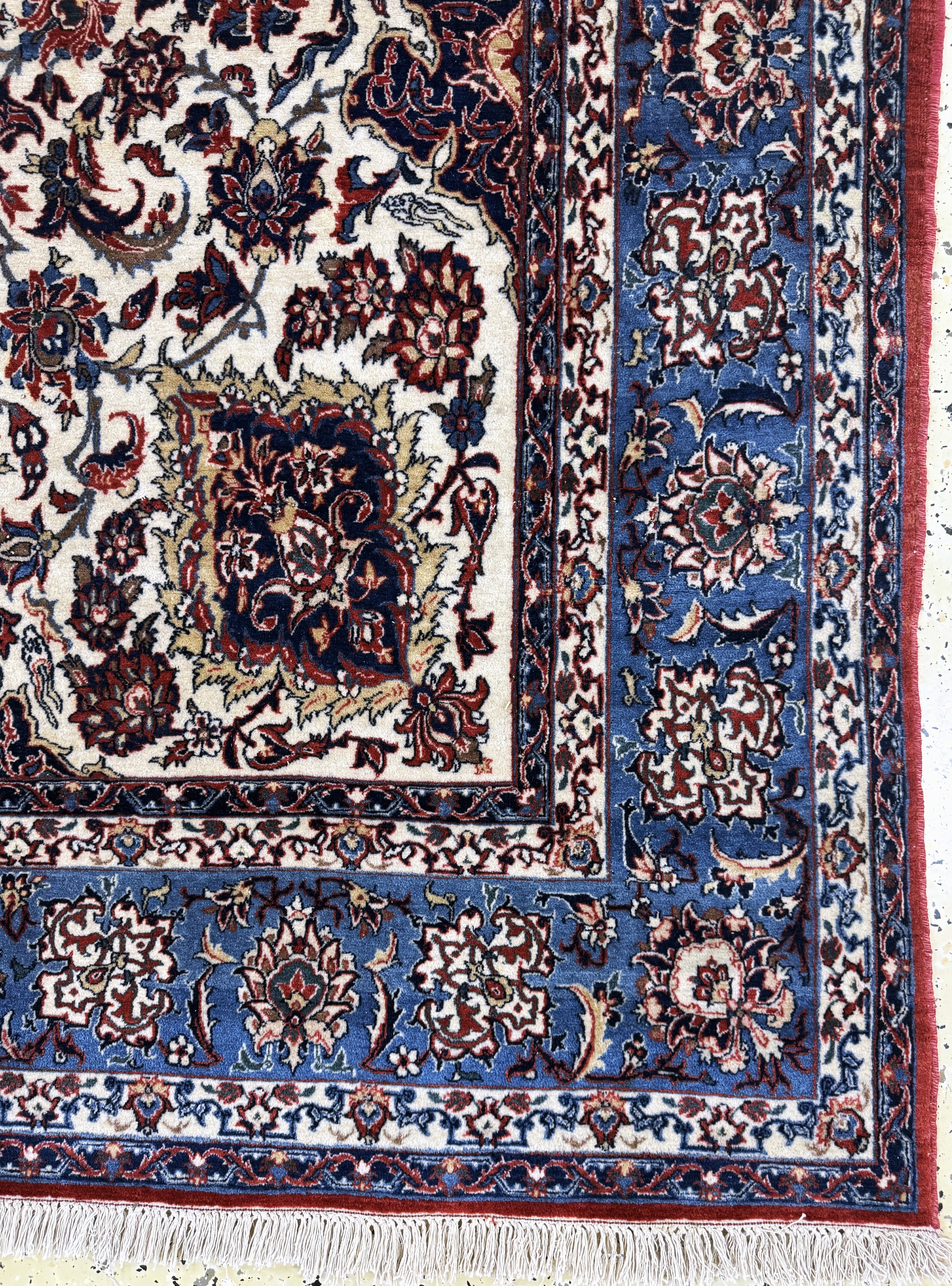 Detail a: Esfahan"Shooreshi"fein alt, Persien, Anfang20.Jhd, Korkwolle auf Baumwolle, ca. 235 x 155cm, ca. 1,0 Mio. Kn/qm, EHZ: 2
