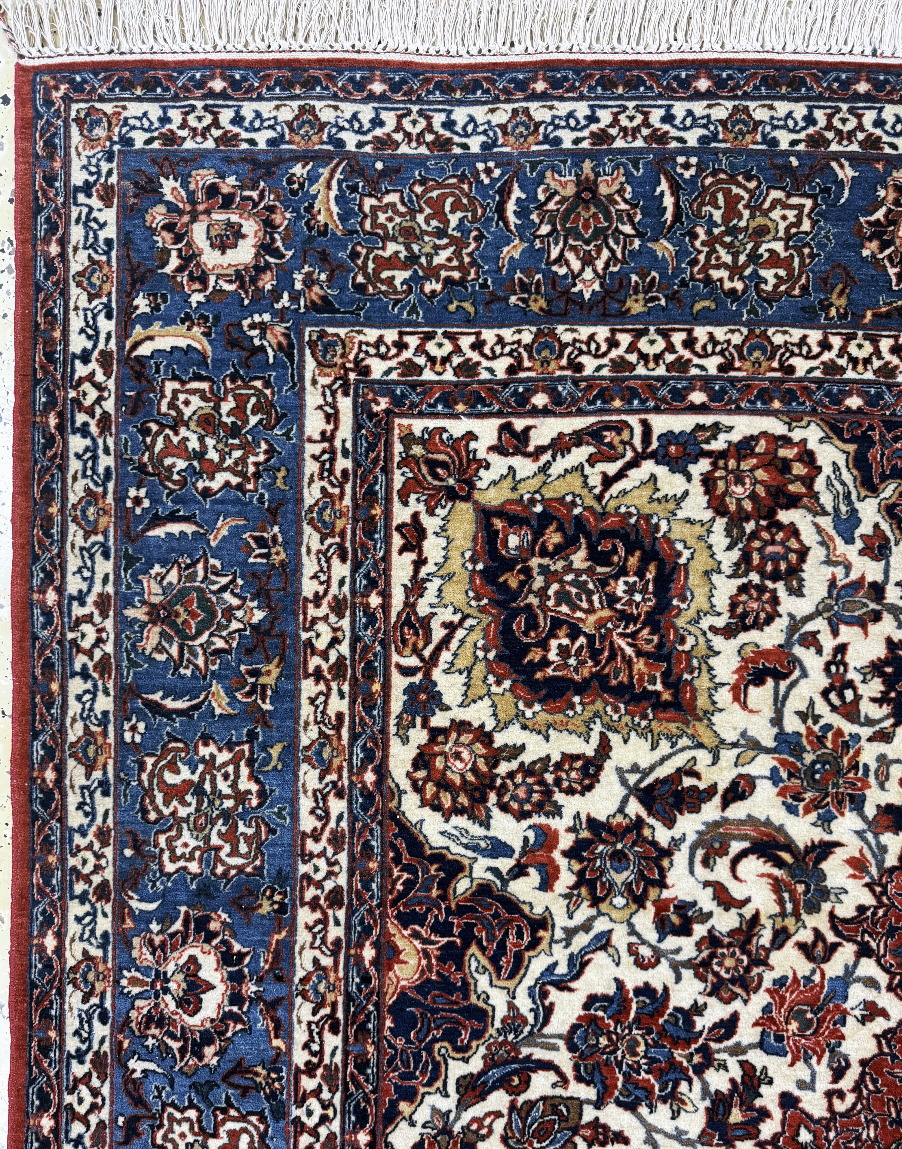 Detail d: Esfahan"Shooreshi"fein alt, Persien, Anfang20.Jhd, Korkwolle auf Baumwolle, ca. 235 x 155cm, ca. 1,0 Mio. Kn/qm, EHZ: 2