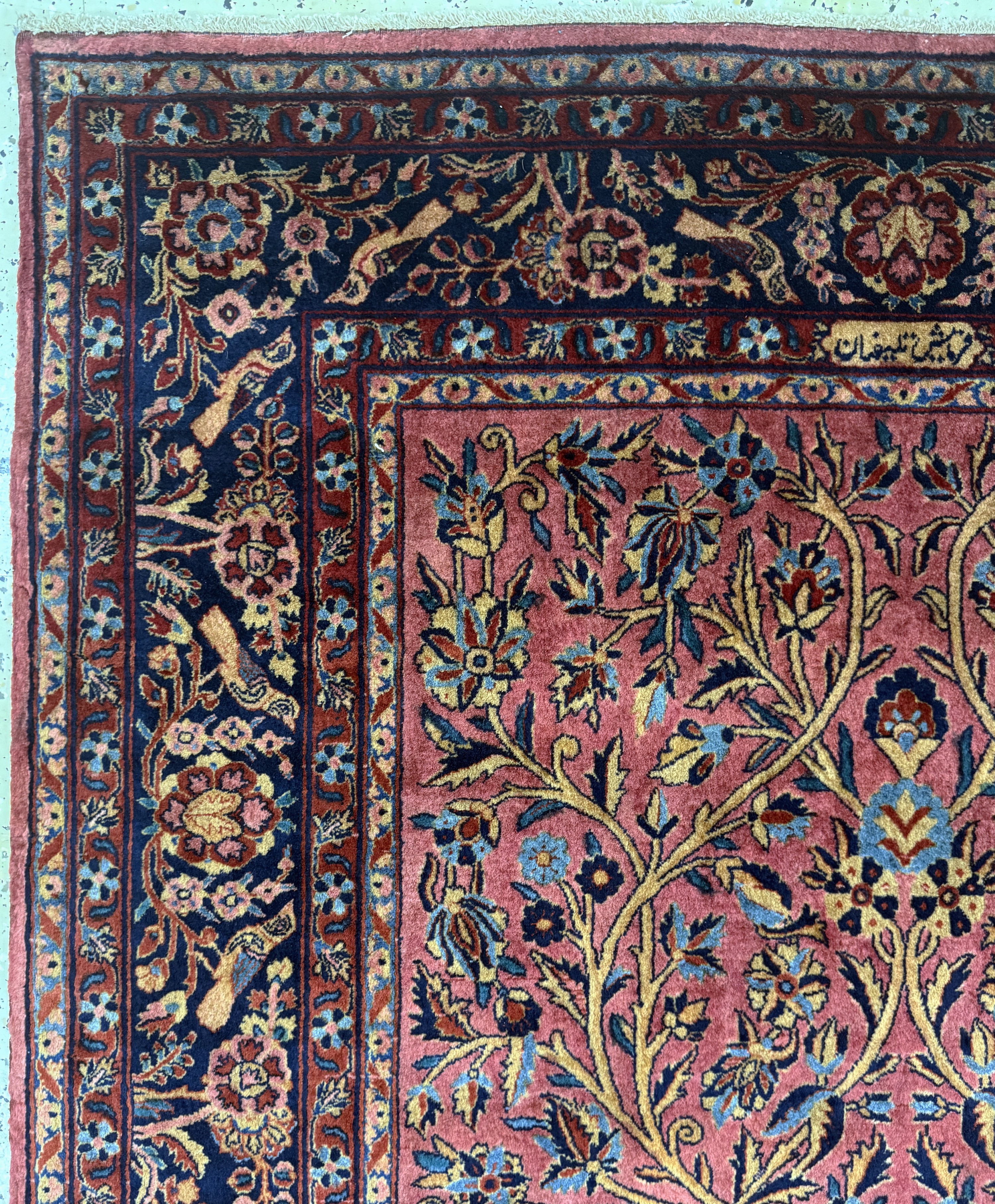 Detail e: Manchester Keschan fein Persien, signiert"Auftrag von Telifian", um 1900, Manchester-Korkwolle, ca. 197 x 127 cm, EHZ: 1-2