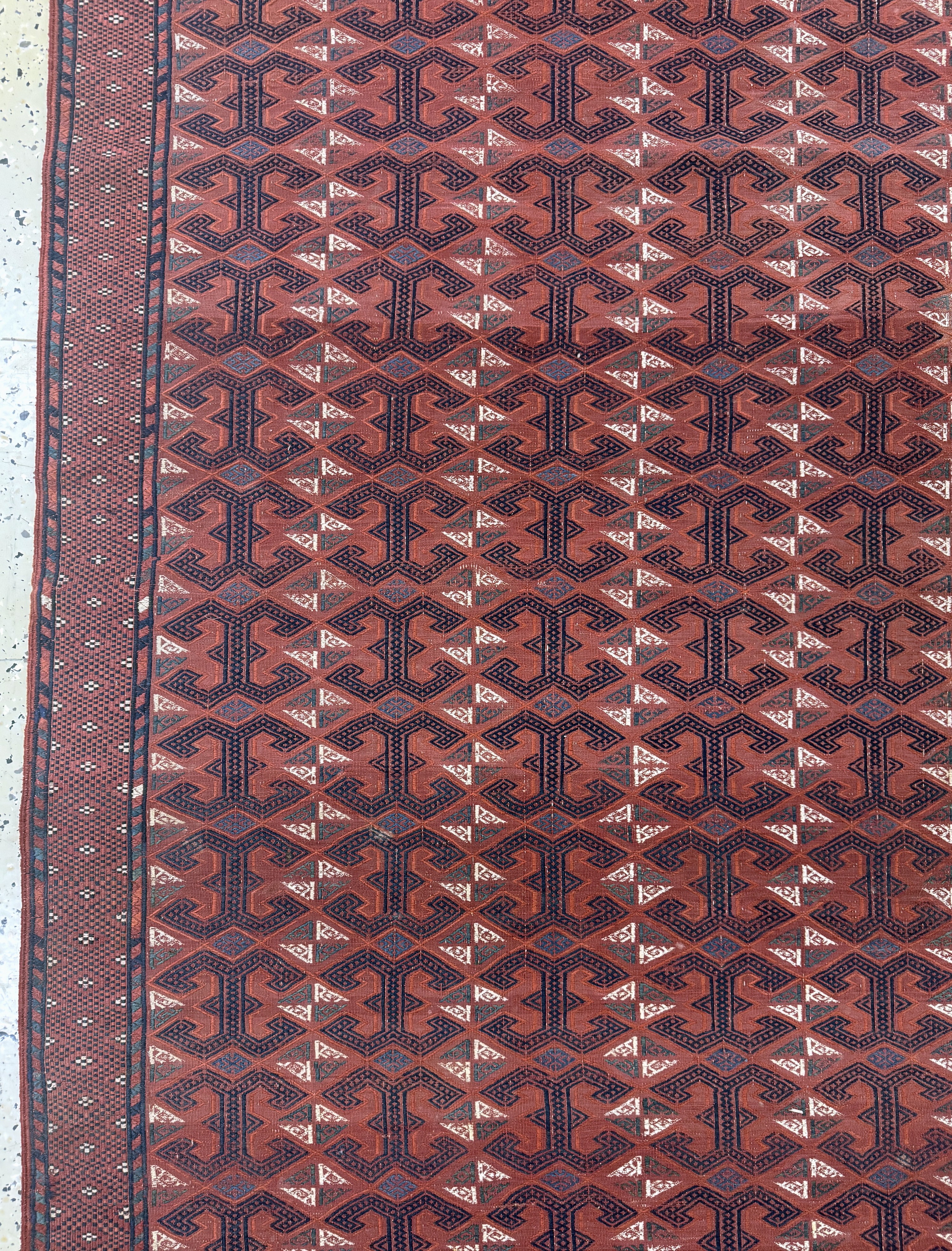 Detail c: Antiker Sumakh, Turkmenistan, 19.Jhd, Wolleauf Wolle, ca. 303 x 187 cm, EHZ: 2